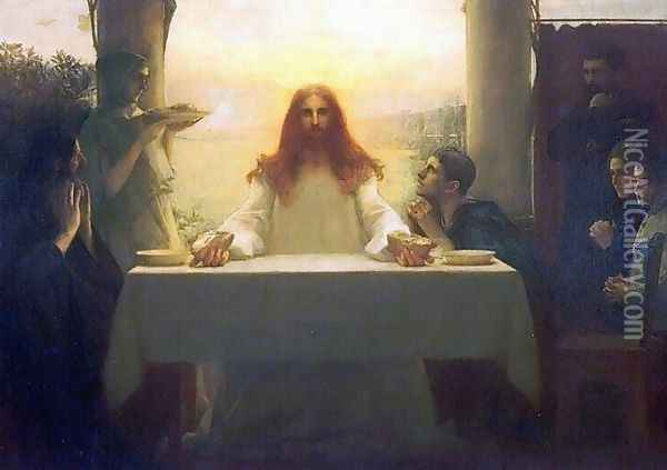 Christ and the Disciples at Emmaus Oil Painting - Pascal-Adolphe-Jean Dagnan-Bouveret