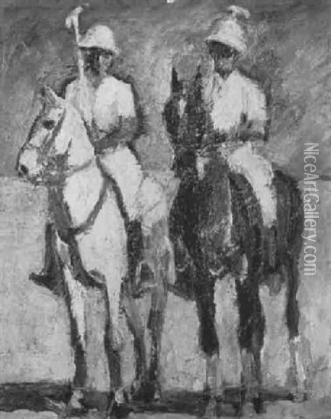 Zwei Polospieler Zu Pferde Oil Painting - Karl Scheld