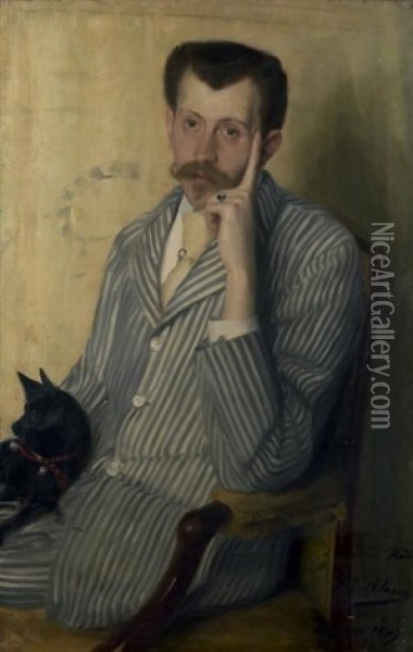 Portrait De Georges Porto-riche Oil Painting - Jacques-Emile Blanche