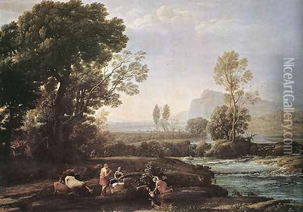 Landscape with Rest in Flight to Egypt 1647 Oil Painting - Claude Lorrain (Gellee)