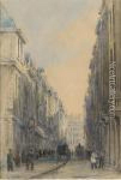 Rue Vivienne, Paris Oil Painting - David I Cox