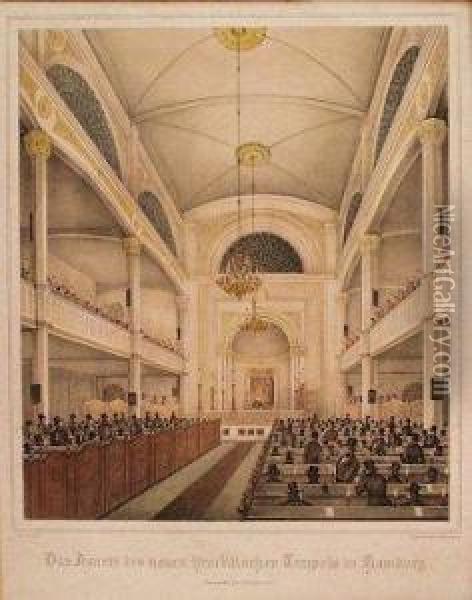 Das Innere Des Neuen Israelitischen Tempels In Hamburg / Eingeweiht Den 5. September 1844 Oil Painting - Peter Suhr