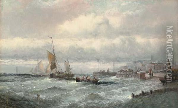 A Stiff Breeze Off Ramsgate Oil Painting - William A. Thornley Or Thornber
