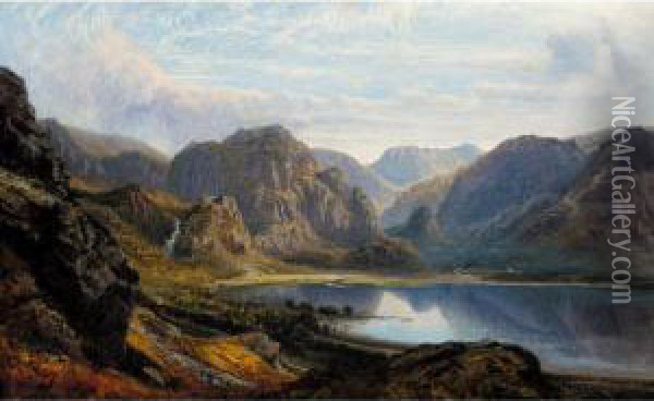 The Head Of Derwentwater And Borrowdale From The Raven Crag Near Barrow Oil Painting - Charles Pettitt