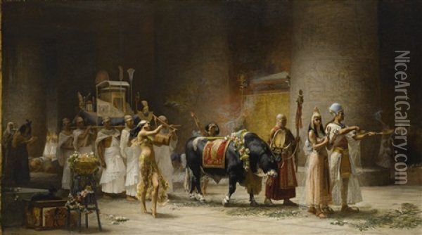 The Procession Of The Bull Apis Oil Painting - Frederick Arthur Bridgman