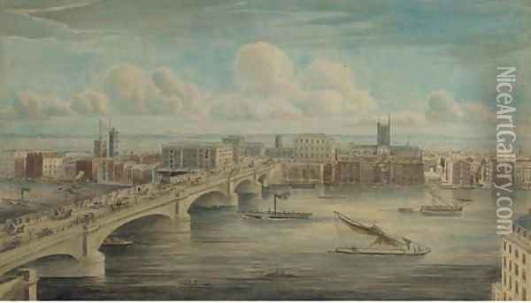 London Bridge from Fishmongers' Hall Oil Painting - Gideon Yates
