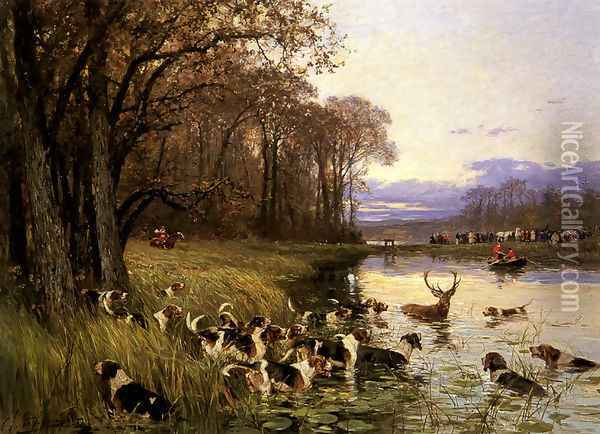 A Stag At Bay Oil Painting - Charles Olivier De Penne
