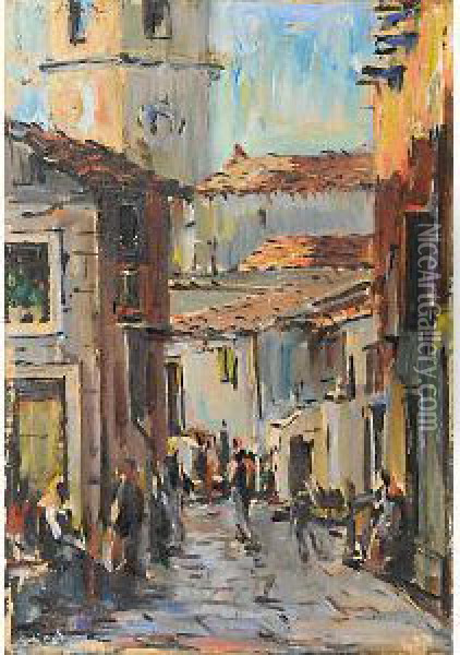Vicolo Tra Le Case Oil Painting - Albert Sirk