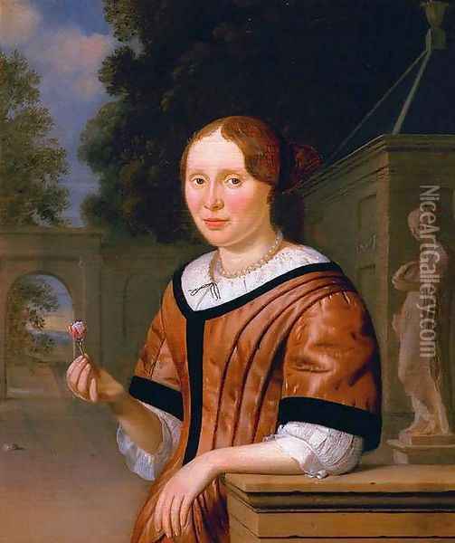 Portrait of a Lady 1670s Oil Painting - Pieter Cornelisz. van SLINGELANDT