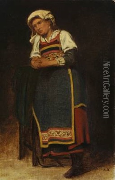 An Italian Woman (study) Oil Painting - Anton Laurids Johannes Dorph