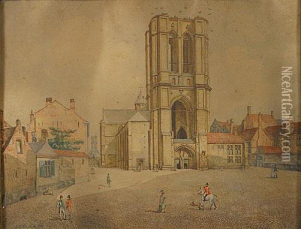 De St. Michielskerk Te Gent. Oil Painting - Jean-Baptiste Andre De Noter