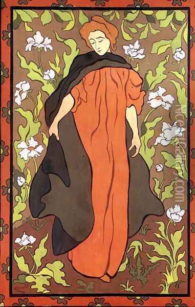 A Woman in Red Oil Painting - Paul-Elie Ranson