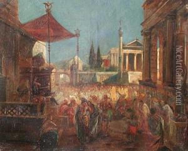Roma Antica Con Figure Oil Painting - Giuseppe Sciuti