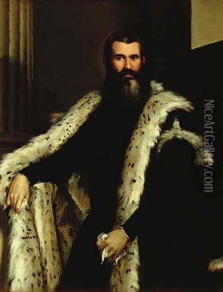 Portrait of a Man in a Fur Coat, c.1566 Oil Painting - Paolo Veronese (Caliari)