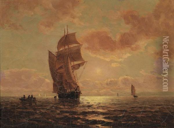 Ships Under A Luminist Sky Oil Painting - Thomas Clarkson Oliver