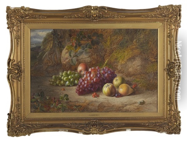 Fruit Still Life In A Landscape Oil Painting - Charles Archer