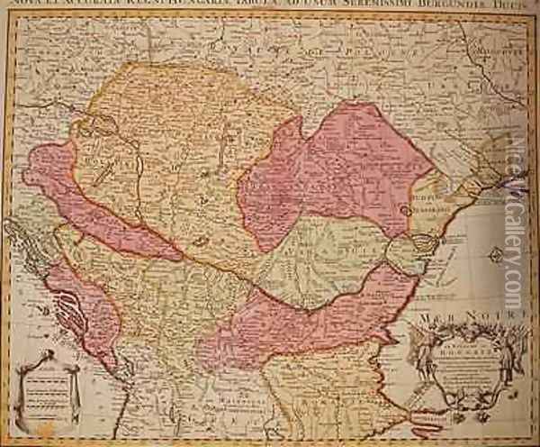 Map of the Kingdom of Hungary 1742 Oil Painting - Pierre (Pieter) Mortier