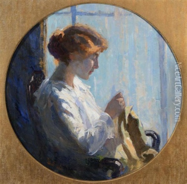 Dame Met Handwerk In Het Zonlicht Oil Painting - Robert Archibalt Graafland