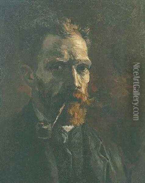 Self Portrait With Pipe Oil Painting - Vincent Van Gogh