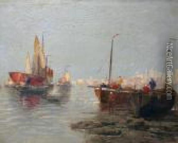 Segelboote Im Hafen Oil Painting - Georg Fischof