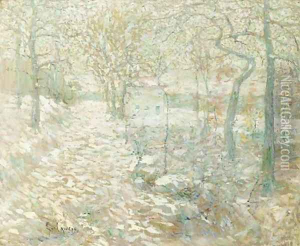 Winter, Connecticut Oil Painting - Ernest Lawson