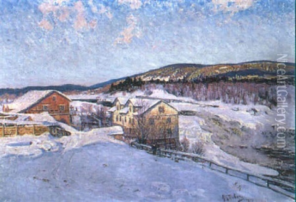 Vinterdag I Jamtland Oil Painting - Anton Genberg