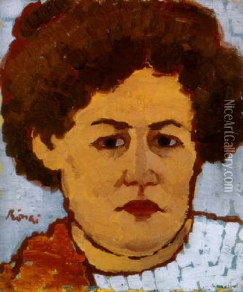 Noi Por, 1913 (female Portrait) Oil Painting - Jozsef Rippl-Ronai