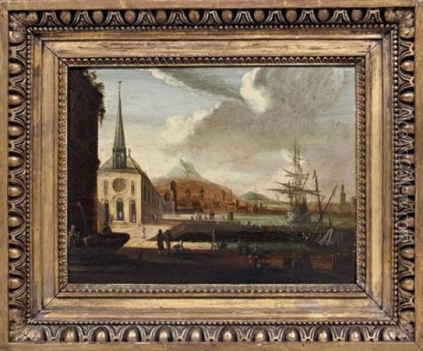 Eglise Pres D'un Port Oil Painting - Jacob Peeters
