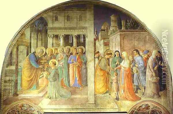 Ordination of St. Stephen by St. Peter Oil Painting - Angelico Fra