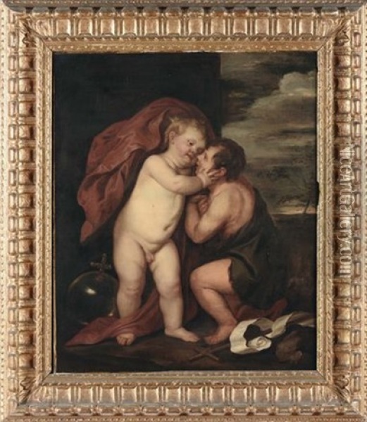 Gesu Bambino Con San Giovannino Oil Painting - Theodor Van Thulden