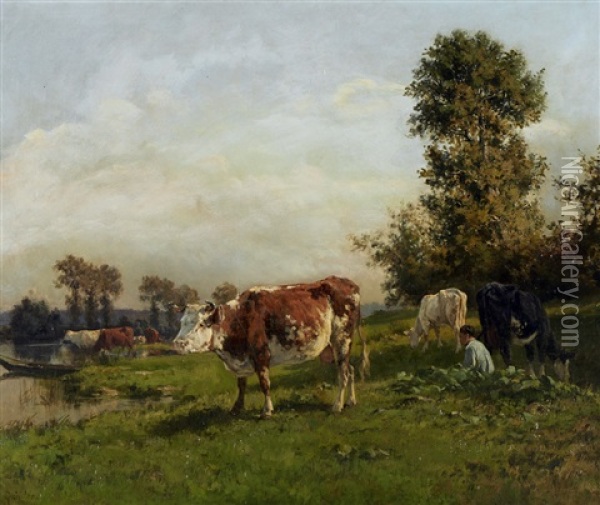 Paisagem Com Vacas Oil Painting - Alfred Robert Quinton