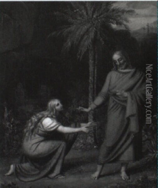 Kristus Og Maria Magdalene Foran Graven Oil Painting - Christoffer Wilhelm Eckersberg
