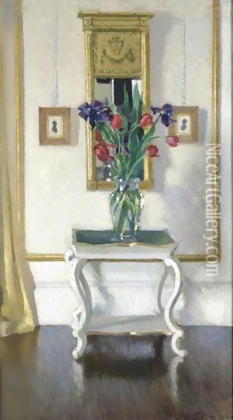 The White Flower Stand Oil Painting - Patrick William Adam