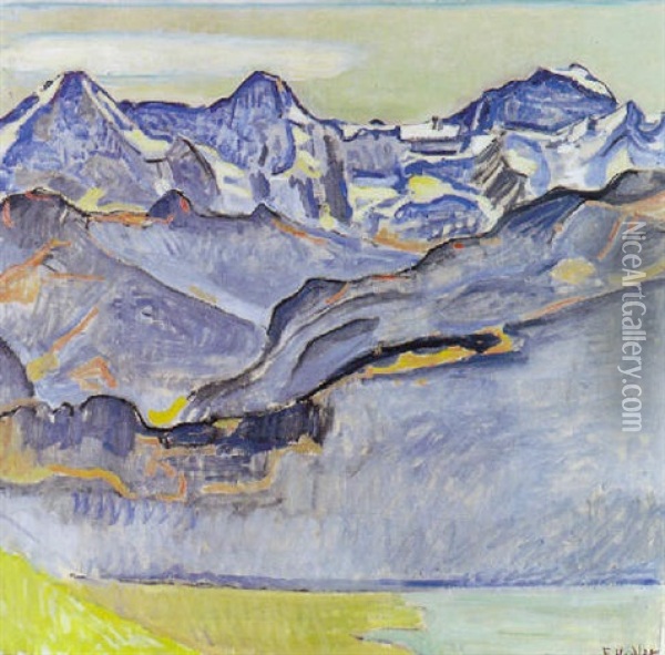 Eiger, Monch Und Jungfrau, Von Beatenberg Aus Oil Painting - Ferdinand Hodler