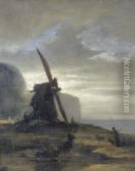 Windmuhle Am Meer Oil Painting - Georges Michel