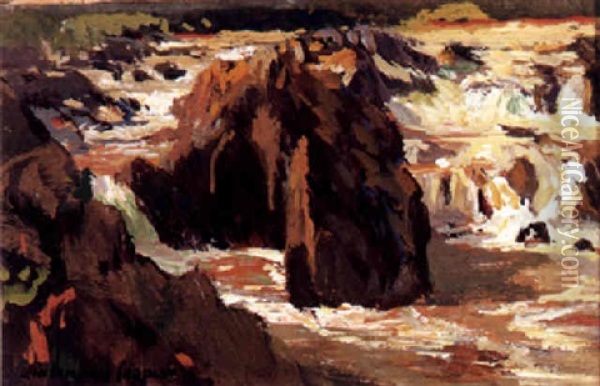 A Rocky Coast Oil Painting - Colin Campbell Cooper