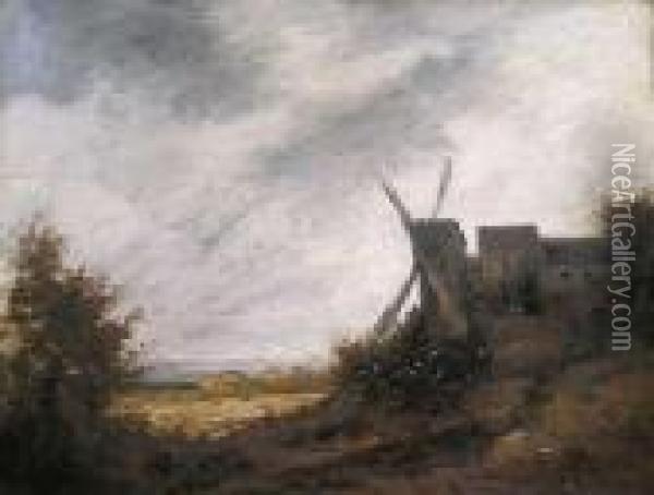 The Windmill Oil Painting - Georges Michel