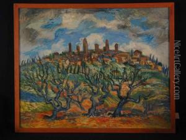 San Gimignano Oil Painting - Heinrich Richard Reder