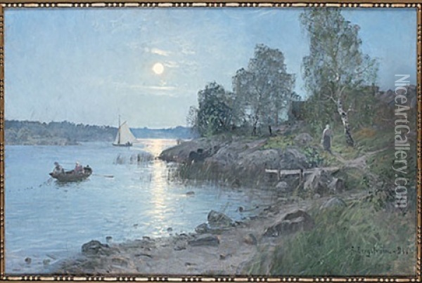Sommarkvall Oil Painting - Alfred Mauritz Bergstroem