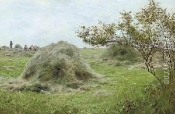 Haystacks Oil Painting - John Clayton Adams