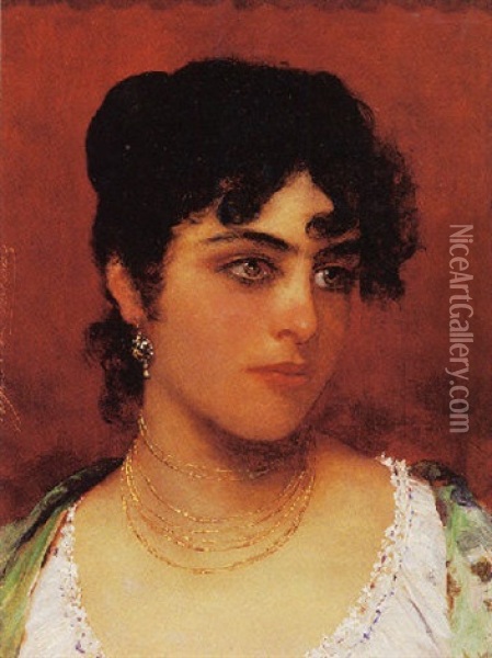 Young Italian Beauty Oil Painting - Eugen von Blaas