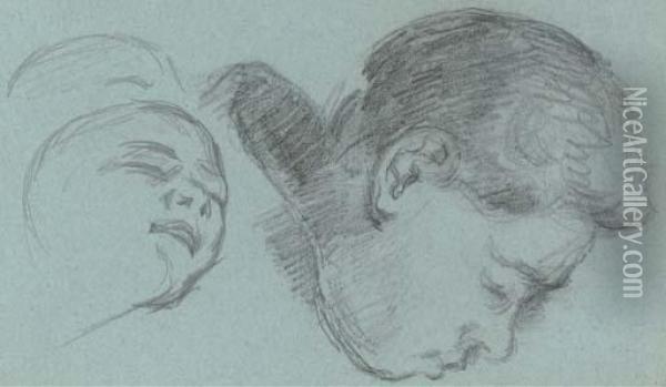Etudes De Tetes: Paul Cezanne Fils Et Un Enfant Oil Painting - Paul Cezanne