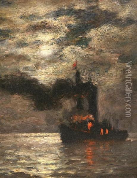 Guided By Moonlight Oil Painting - James Gale Tyler