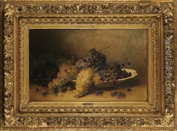 Grappes De Raisins Blancs Et Noirs Oil Painting - Leon Charles Huber