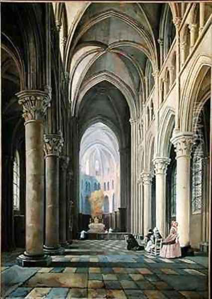 Interior of a Church Oil Painting - Hippolyte Joseph Cuvelier