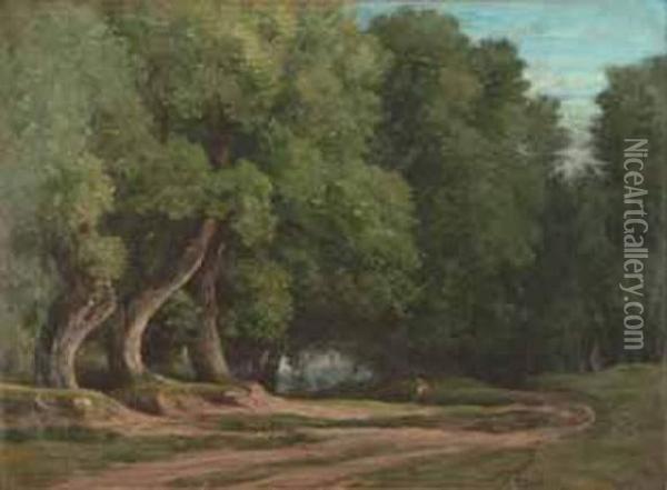 Chemin En Lisiere De Foret Oil Painting - Nicolas Louis Cabat