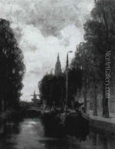 On The Canal Oil Painting - Charles Paul Gruppe