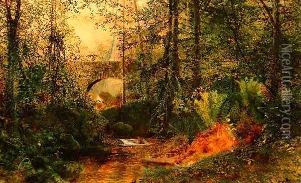 River Landscape Oil Painting - John Atkinson Grimshaw
