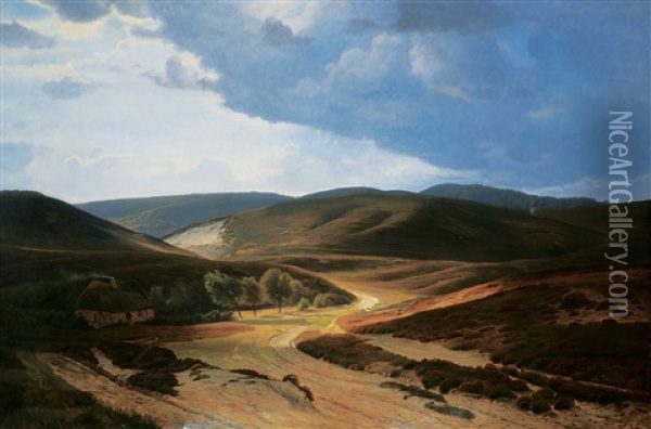 Untitled - Road Through The Hills Oil Painting - Harald Frederick Foss