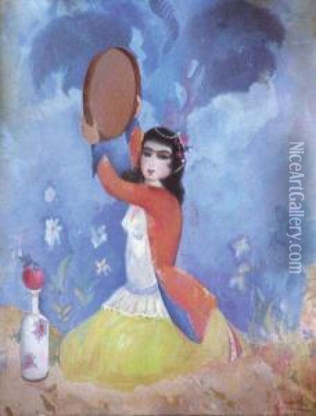 Femme Au Tambourin Oil Painting - Sarkis Katchadourian